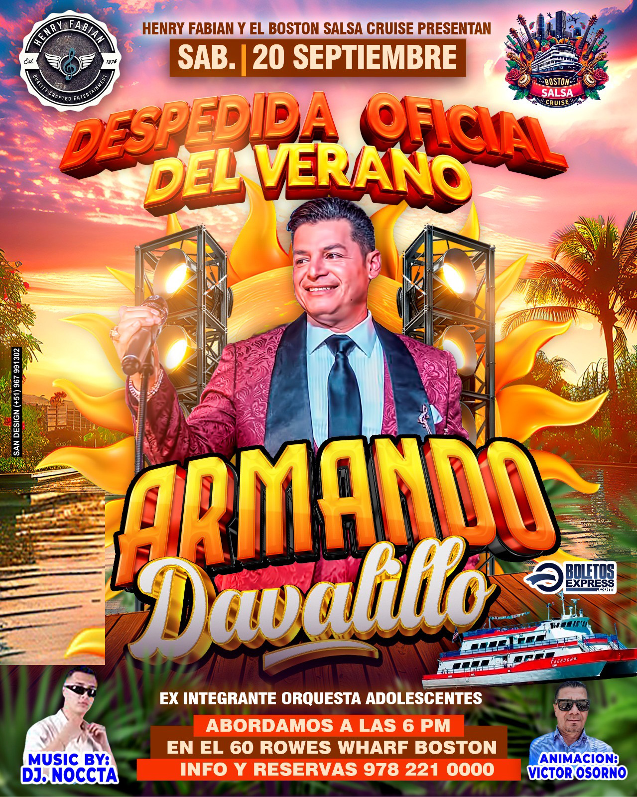 Buy tickets for ARMANDO DAVALILLO BOSTON SALSA CRUISE ARMANDO DAVALILLO BOSTON SALSA CRUISE