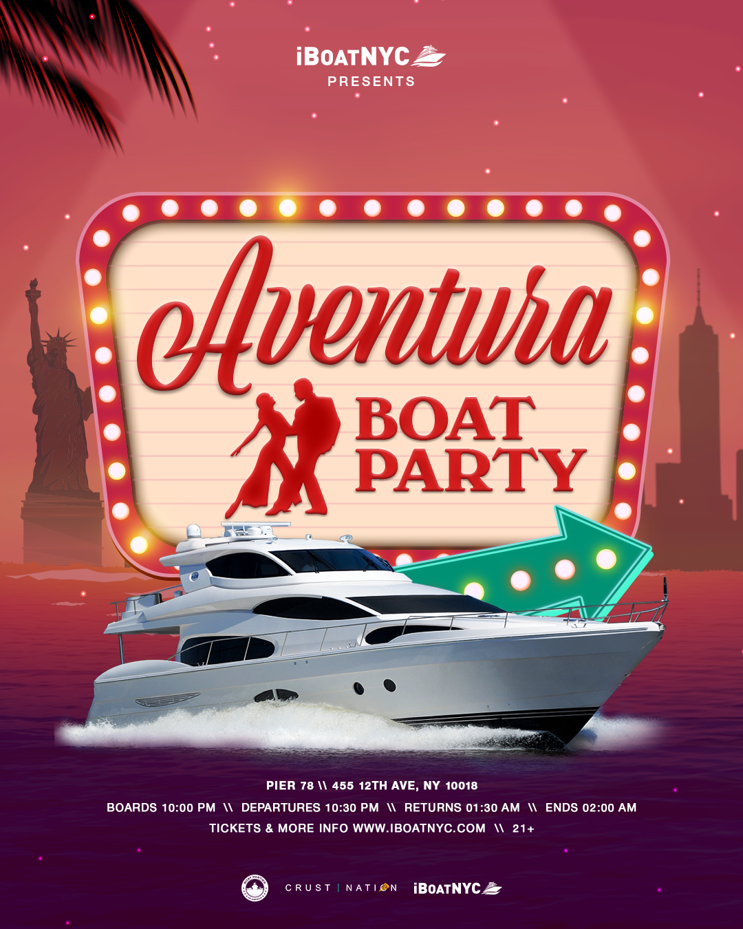 Buy tickets for Aventura Boat Party - Bachata & Latin Yacht Cruise Aventura Boat Party - Bachata & Latin Yacht Cruise