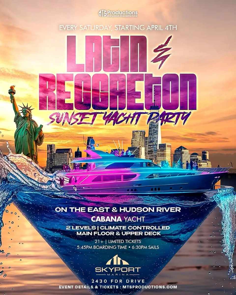 Fiesta Latina Sunset Yacht Party NYC Saturday April 4th | NYC Party Cruise