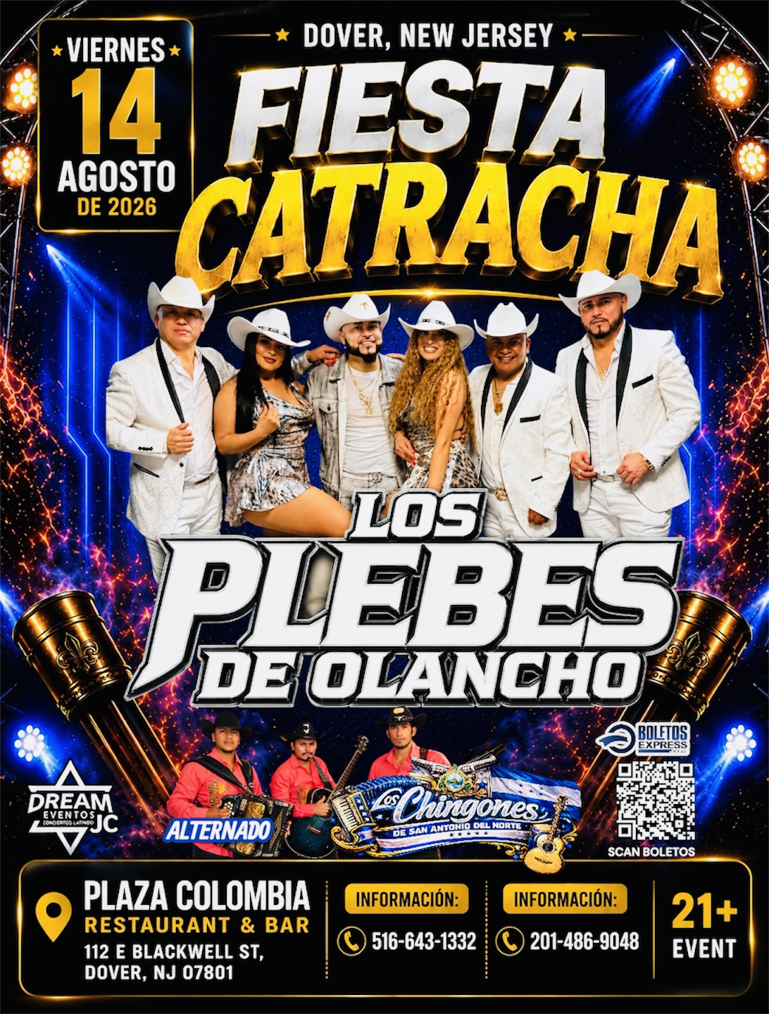 Los plebes de olancho / Dover NJ / Viernes 14 Agosto 2026 vs Los Chingones del Norte