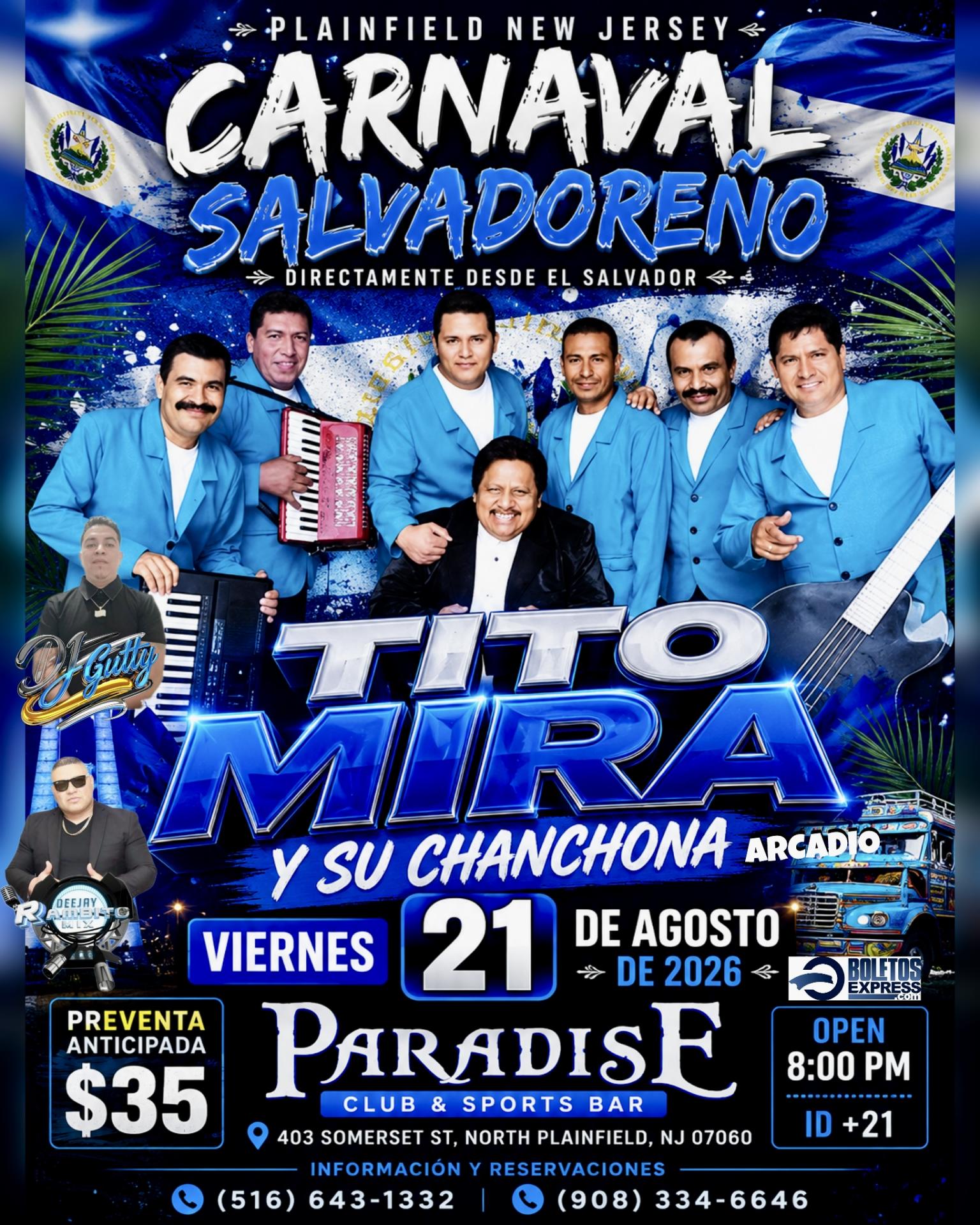 Tito mira y su chanchona  de Arcadio / Viernes 21 Agosto / Plainfield, NJ